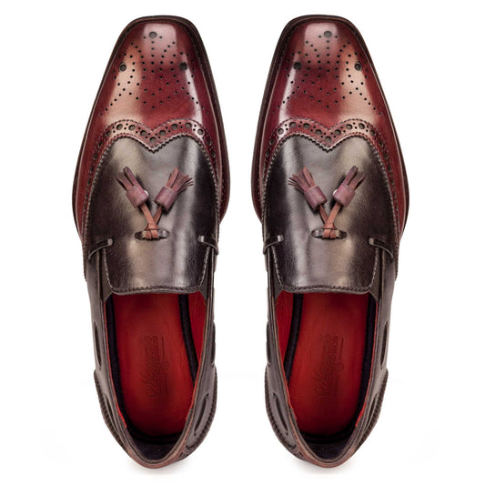 Wingtip Loafer Burgundy and Charcoal