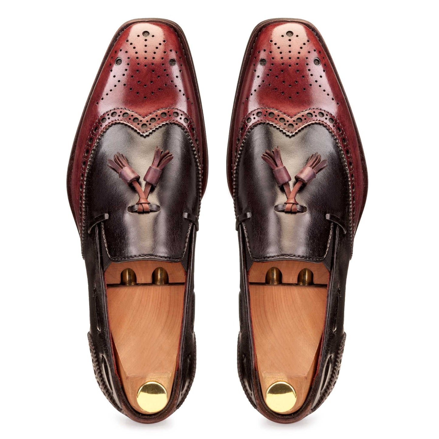 Wingtip Loafer Burgundy and Charcoal
