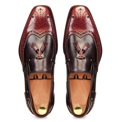 Wingtip Loafer Burgundy and Charcoal