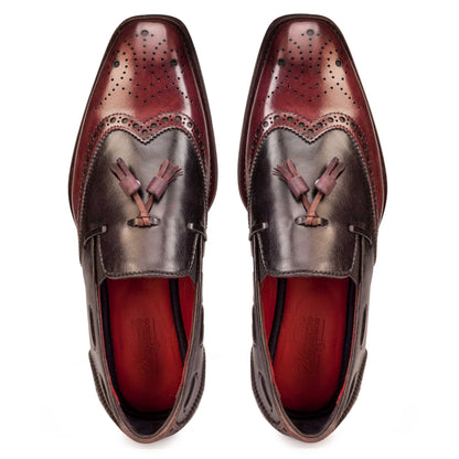 Wingtip Loafer Burgundy and Charcoal