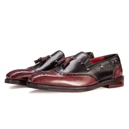 Wingtip Loafer Burgundy and Charcoal