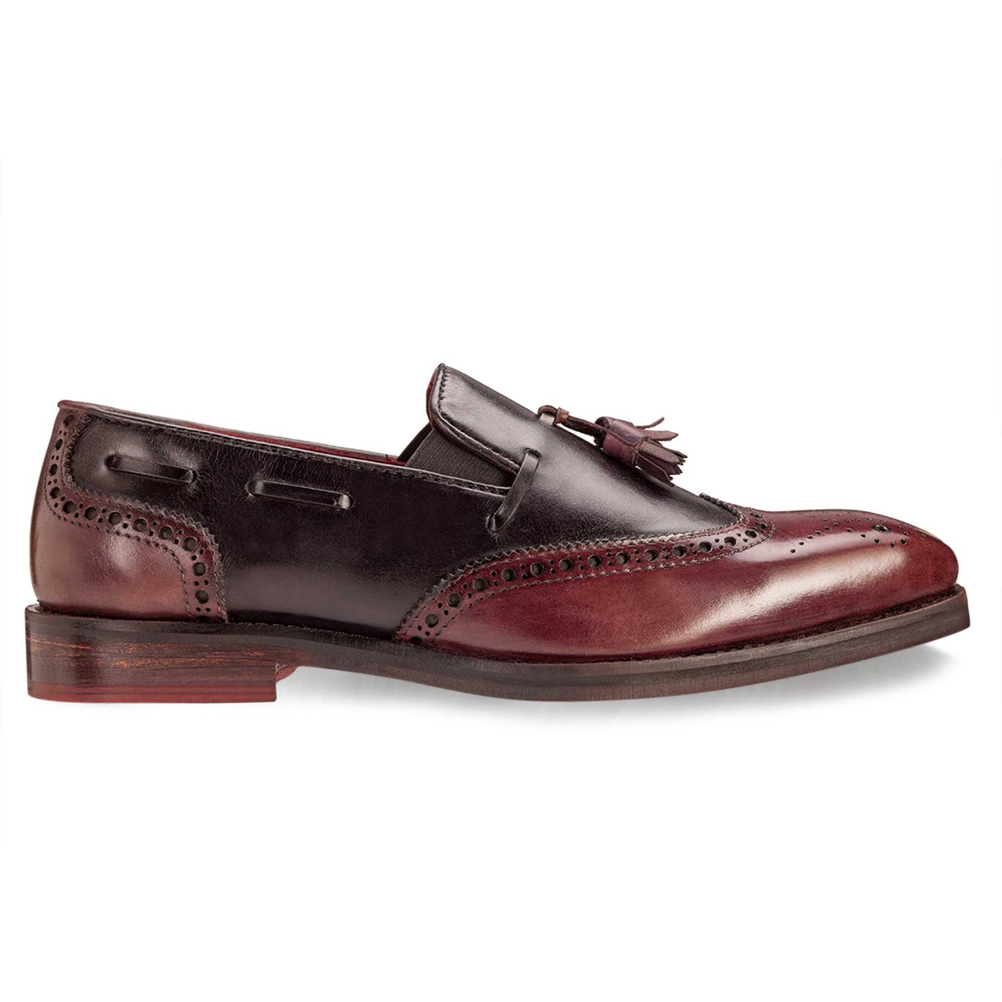 Wingtip Loafer Burgundy and Charcoal