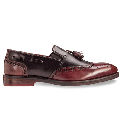 Wingtip Loafer Burgundy and Charcoal