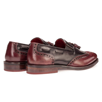 Wingtip Loafer Burgundy and Charcoal