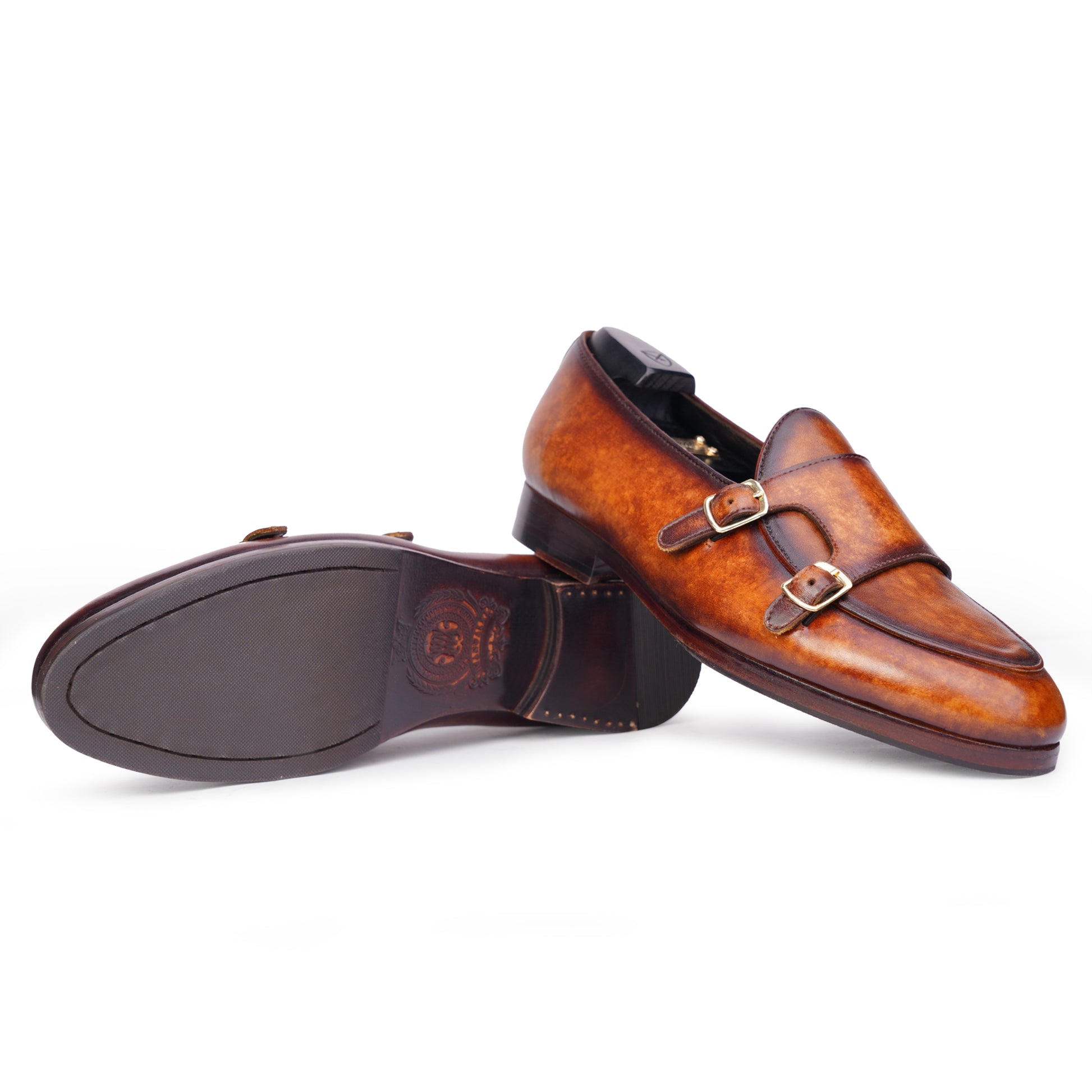 Outsole of Dark Brown colour Double Monkstrap slip on shoes in leather with Blake stitched leather sole