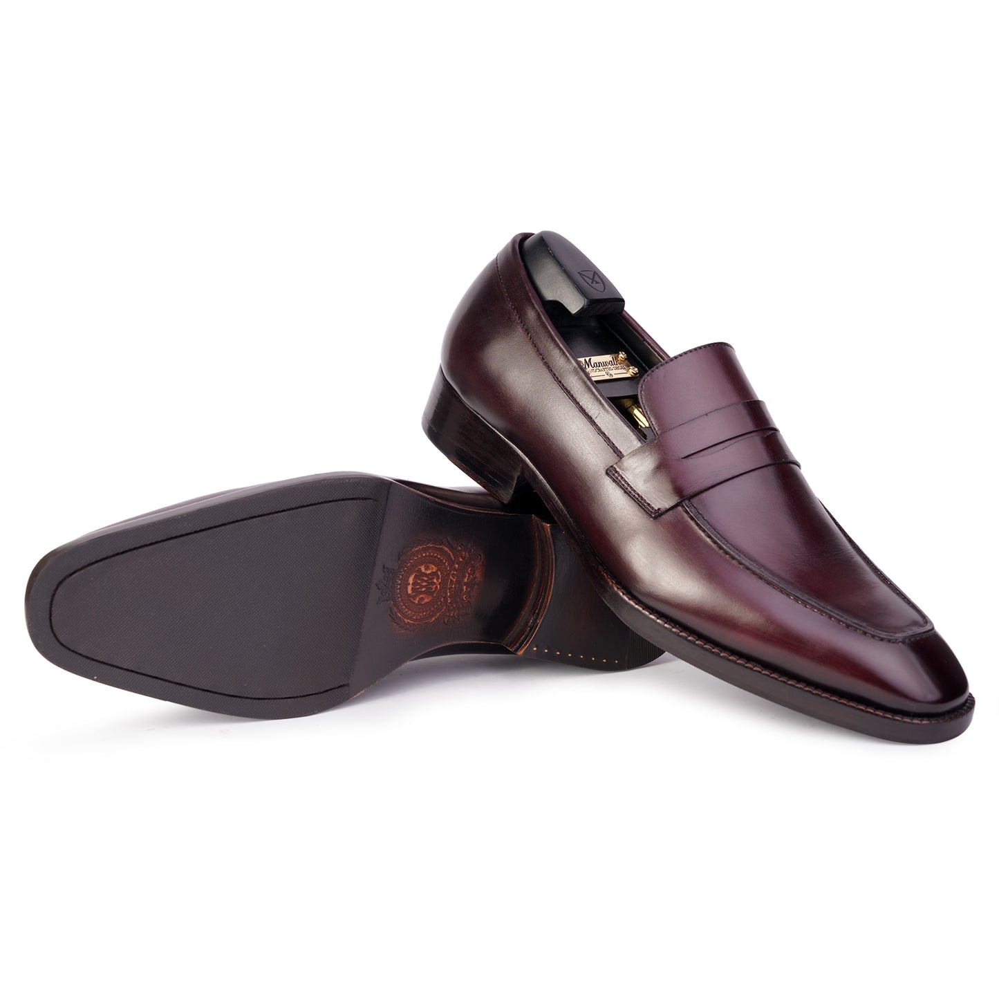 Outsole view of Dark Brown colour Double Monkstrap formal shoes in leather with Blake stitched leather sole